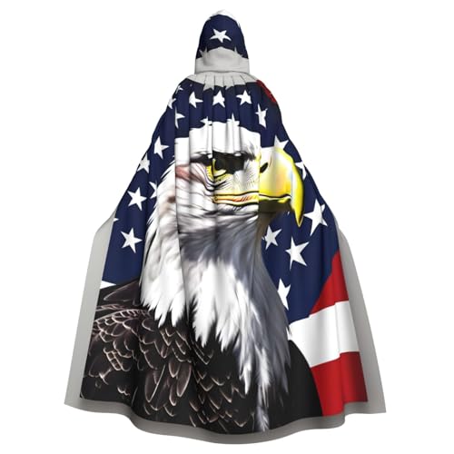 Weißkopfseeadler-Flagge, Erwachsenen-Kapuzenumhang, Halloween-Robe, Kapuzenumhang, Hexen-Zauberer, Cosplay-Kostüme für Männer und Frauen von DUWAA