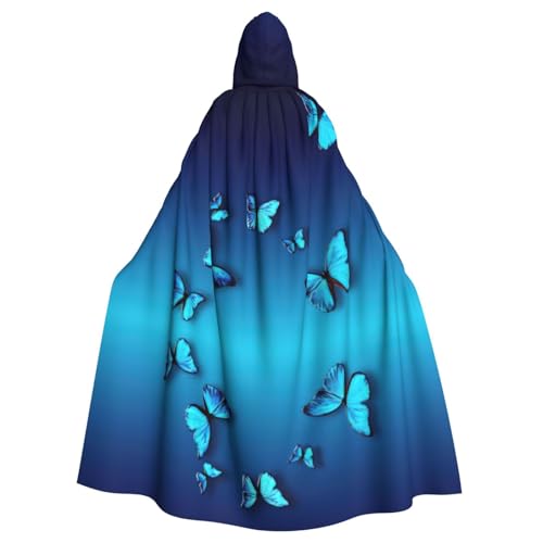 Wunderschöner blauer Schmetterlings-Aufdruck, Kapuzenumhang für Erwachsene, Halloween-Bademantel, Hexen-Zauberer, Cosplay-Kostüme für Männer und Frauen Wunderschöner blauer Schmetterlings-Aufdruck, Kapuzenumhang für Erwachsene, Halloween-Bademantel, Hexen-Zauberer, Cosplay-Kostüme für Männer und Frauen von DUWAA