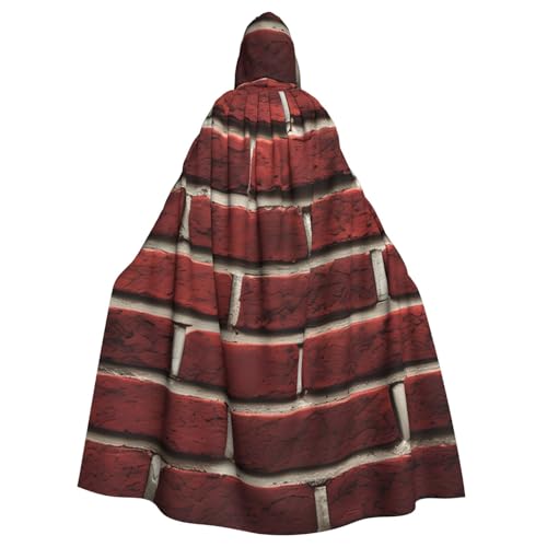 Ziegelroter Steindruck Erwachsenen-Kapuzenumhang, Halloween-Robe, Kapuzenumhang, Hexen-Zauberer, Cosplay-Kostüme für Männer und Frauen von DUWAA