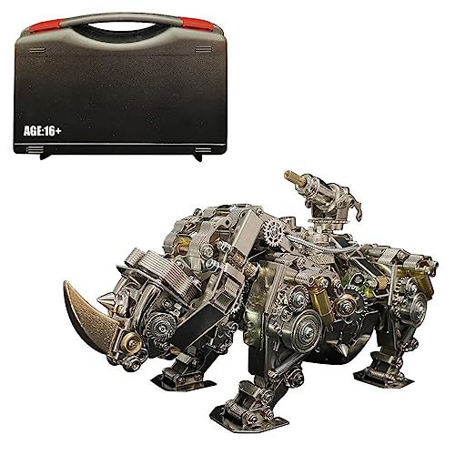 DUZU 3D Metall Puzzle Modellbausatz Erwachsene, DIY Nashorn Metall 3D Modell 3D Puzzle Metallbausatz, 700 Teile 3D Laserschnitt Modell Steampunk Sammelbares Spielzeug-Deko Geschenk von DUZU