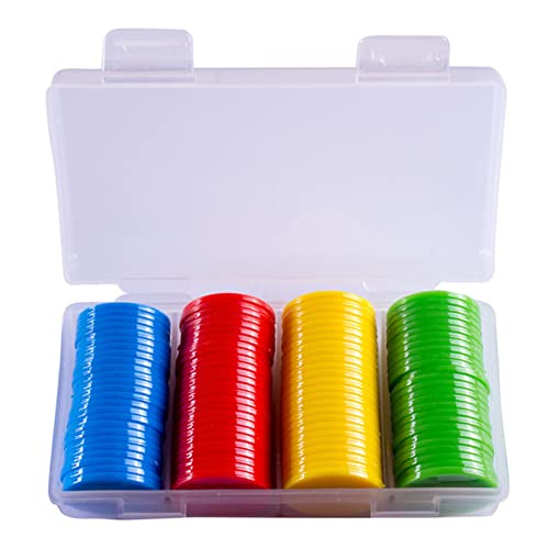 DUnLap Jetons 100 stücke 25mm Kunststoff Poker-Chips Bingo-Marker for Spaß-Familien-Club-Karneval Bingo-Brett-Spiel Liefert 9 Farben mit Kunststoffkiste Jetons Chips (Size : Mix 4 Colors) von DUnLap