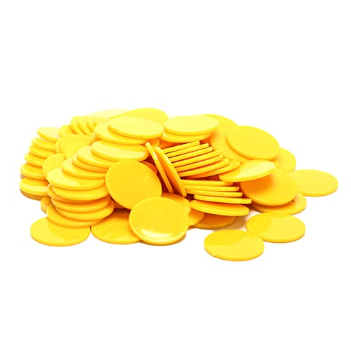 DUnLap Jetons 100pcs / Lot 9 Farben 25mm Kunststoff Poker Chips Casino Bingo Marker Spaß Familie Club Brettspiele Spielzeug Kreatives Geschenk Jetons Chips (Size : Yellow) von DUnLap
