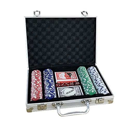 DUnLap Jetons Poker-Chips Set 200 Stück Poker-Kit mit Aluminium-Case-Casino-Chips 2 Decks der Spielkarten Poker-Set-Chips for Spiel Jetons Chips (Size : 200PCS) von DUnLap