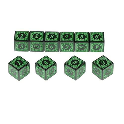 Würfel 10 STÜCKE Multi seitige Acryl D6 Würfel for Tischplattenrolle Spiel Spiel Gezinkte Würfel (Size : Green) von DUnLap