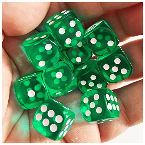 Würfel 10 Teile/Pack Farben acryl würfel 14mm transparente runde Ecke Hohe Qualität Boutique Spiel Würfel Gezinkte Würfel (Size : Green) von DUnLap