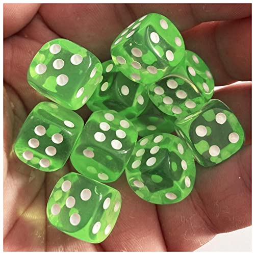 Würfel 10 Teile/Pack Farben acryl würfel 14mm transparente runde Ecke Hohe Qualität Boutique Spiel Würfel Gezinkte Würfel (Size : Light Green) von DUnLap