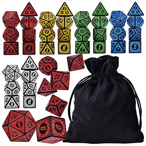 Würfel 6 Sets Polyhedral 7-Die Runenwürfel D4-D20 mit Tasche for DND RPG. Kriegsabenteuerspiele. Gezinkte Würfel (Size : Black A) von DUnLap