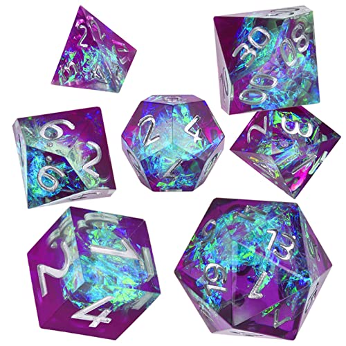 Würfel Harz-Polyhedral-schillerndes Dazzle-Würfel-Set for Tischspiele Rollenspiel Gezinkte Würfel (Size : Purple Blue) von DUnLap