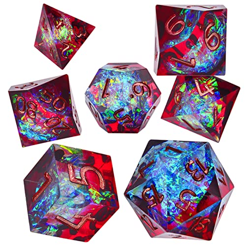 Würfel Harz-Polyhedral-schillerndes Dazzle-Würfel-Set for Tischspiele Rollenspiel Gezinkte Würfel (Size : Red Blue) von DUnLap