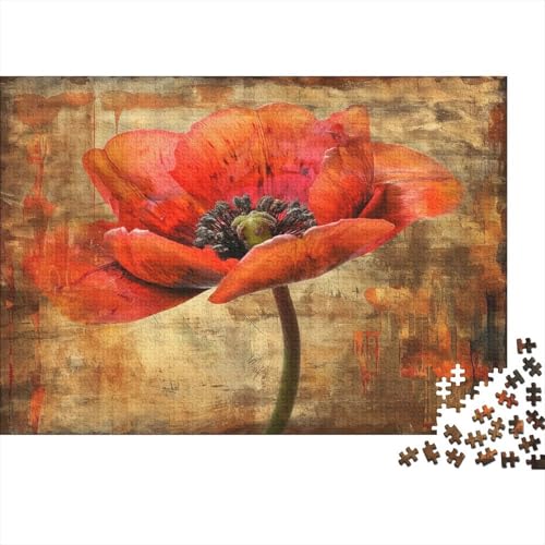 Abstract Rot Blume 1000 Teile Puzzle Puzzle-Geschenk Familien-Puzzlespiel Plant Für Erwachsene Und Kinder Impossible Puzzle 1000pcs (75x50cm) von DVAPAHEVK