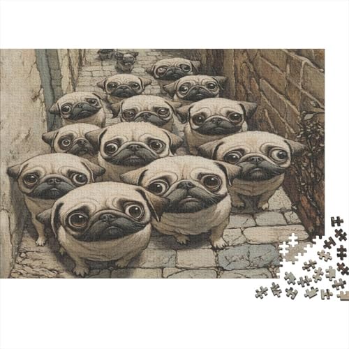 Mops 1000 Teile Puzzle Puzzle-Geschenk Kinder Lernspiel Familienspaß Impossible Puzzle 1000pcs (75x50cm) von DVAPAHEVK