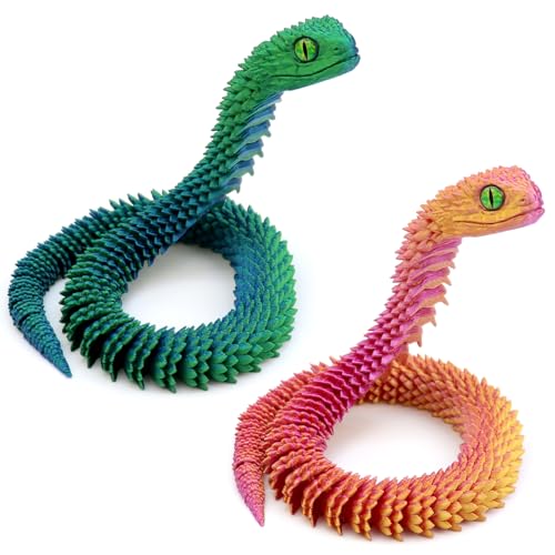 DVAURLIAN 3D gedrucktes Schlangen Spielzeug, Osternschlange, tolles Kindergeschenk und schicke Dekoration für Schreibtisch und Zuhause (Orange+Blaugrün) von DVAURLIAN