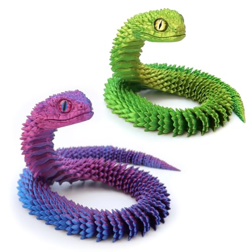 DVAURLIAN 3D gedrucktes Schlangen Spielzeug, Osternschlange, tolles Kindergeschenk und schicke Dekoration für Schreibtisch und Zuhause (Purple+Gelbgrün) von DVAURLIAN