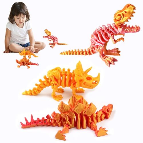DVAURLIAN 3er-Set 3D-gedruckte bewegliche Dinosaurier-Spielzeugmodelle mit flexiblen Gelenken, geeignet als Geschenk, Spielzeug und Desktop-Dekoration für Kinder und Erwachsene (Mädchen) von DVAURLIAN
