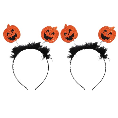 DVOFU 2 Stück Halloween Kürbis Haar Bopper Stirnband Niedlich Orange Mode Stirnband Teufel Engel Kostüm Zubehör für Damen Herren Geist Party von DVOFU