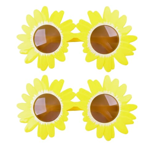 DVOFU 2 x Sonnenblumen-Brillen, Gelb, modische Brille, lustige Gänseblümchen-Sonnenbrille, perfektes Party-Accessoire für Hawaii-Themenpartys, Foto-Requisiten von DVOFU