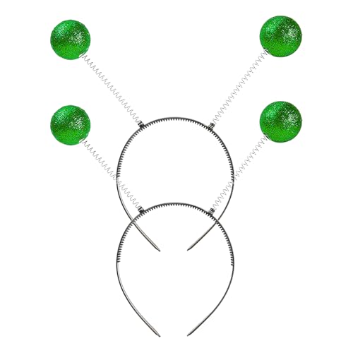 DVOFU Alien-Stirnband, glitzerndes Alien-Stirnband, Boppper, Bälle, farbige Kopfbedeckung, Partys, Kostüme, Kinder, Partyzubehör für Weltraum, Mottoparty, Kostüm, 2 Stück (grün) von DVOFU
