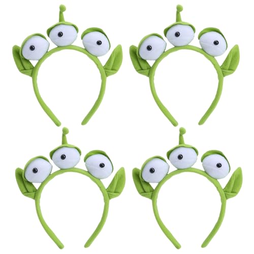 DVOFU Alien-Stirnband mit drei Augen, Motiv: Weltraum, Haarband, niedliche Augen, elastisches Stirnband, Haarschmuck, geeignet für Cosplay, Halloween, Party, Fotografieren, 4 Stück von DVOFU
