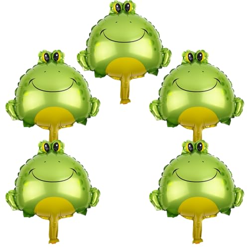 DVOFU Frosch-Folienballons, Mini-Helium-Ballon, niedliches Tiermotiv, Reptilien-Thema, Geburtstagsparty, Dekoration, Zubehör für Kinder, 5 Stück von DVOFU