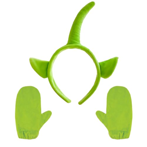 DVOFU Teletubbies-Stirnband und Handschuhe, Dipsy-Cartoon-Charakter-Haarband, Halloween-Party-Dekoration für Erwachsene und Kinder, Geschenkzubehör, 2 Stück von DVOFU