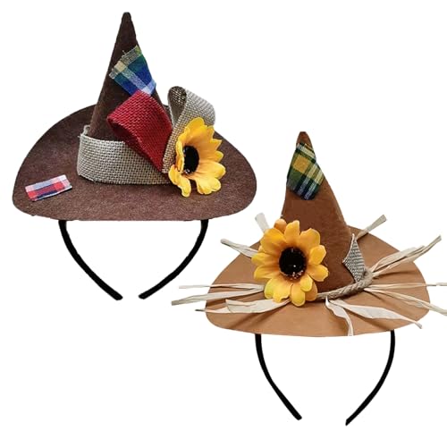 DVOFU Vogelscheuchen-Hut auf Stirnband, Blumen-Zauberer-Hut, Halloween-Requisiten, praktische Dekoration, Partyzubehör für Karneval, Party, Cosplay, Verzierung, 2 Stück von DVOFU