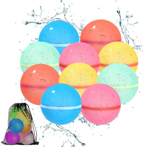DWFEYOI Wasserbomben Wiederverwendbar, 10 Stück Schnell Befüllbare Silikon Wasserball für Kinder Erwachsene, Wiederverwendbare Wasserbomben für Wasserpark, Party, Pool, Familienspiel DWFEYOI Wasserbomben Wiederverwendbar, 10 Stück Schnell Befüllbare Silikon Wasserball für Kinder Erwachsene, Wiederverwendbare Wasserbomben für Wasserpark, Party, Pool, Familienspiel von DWFEYOI