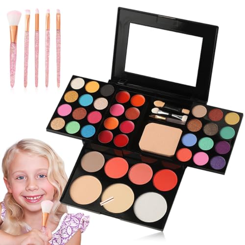Schminkkoffer Mädchen, Farben waschbarer Kinderschminkspielzeug, ungiftige Kinderkosmetik mit 5 abwaschbaren Pinseln, Bühnenauftritt Halloween Geburtstag Party Beauty Set Geschenk Schminkkoffer Mädchen, Farben waschbarer Kinderschminkspielzeug, ungiftige Kinderkosmetik mit 5 abwaschbaren Pinseln, Bühnenauftritt Halloween Geburtstag Party Beauty Set Geschenk von DWFEYOI