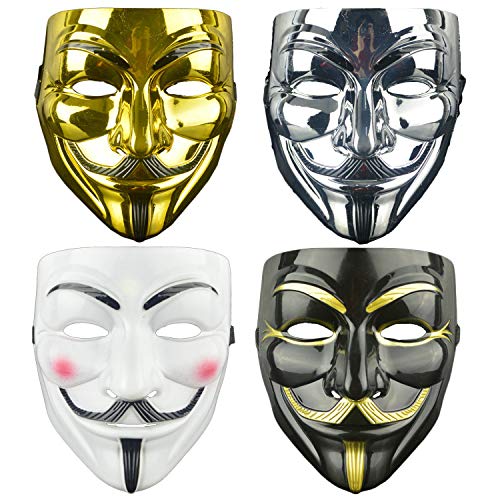 DWTECH 4 Stück V wie Vendetta Mask,Anonymous Maske,Halloween-Vendetta-Masken-Set, Party, Weltbuchwoche, Halloween-Kit für Halloween, Cosplay, Party, Geschenk, DWTECH 4 Stück V wie Vendetta Mask,Anonymous Maske,Halloween-Vendetta-Masken-Set, Party, Weltbuchwoche, Halloween-Kit für Halloween, Cosplay, Party, Geschenk, von DWTECH