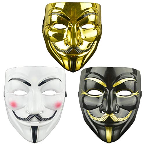 DWTECH Guy-Fawkes-Maske für Erwachsene/Kinder, Motiv: V wie Vendetta, 3 Stück Anonymous Mask DWTECH Guy-Fawkes-Maske für Erwachsene/Kinder, Motiv: V wie Vendetta, 3 Stück Anonymous Mask von DWTECH