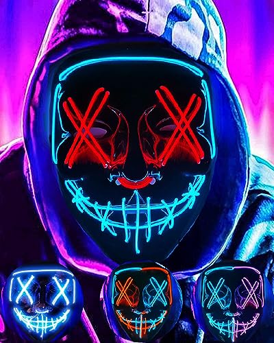 DWTECH LED-Halloween-Maske –beleuchtete Maske mit LED-Masken, EL-Draht, gruselige Maske für Maskerade, Cosplay, beleuchtete Gesichtsmaske für Kinder, Männer, Frauen, Halloween, Festival Party DWTECH LED-Halloween-Maske –beleuchtete Maske mit LED-Masken, EL-Draht, gruselige Maske für Maskerade, Cosplay, beleuchtete Gesichtsmaske für Kinder, Männer, Frauen, Halloween, Festival Party von DWTECH