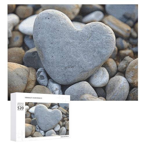 520 Teile Puzzles für Erwachsene, Coole Herzförmige Kieselstein-Puzzles Große Puzzles Spiel Dekompression Freizeit Unterhaltung Holzpuzzle Entspannung Sensorisches Spielzeug Raumdekor für Frauen von DWVTFSM