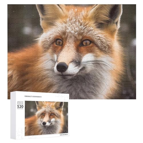 520 Teile Puzzles für Erwachsene Cool Der Fuchs schaut in die Entfernung Puzzles Große Puzzles Spiel Dekompression Freizeit Unterhaltung Holzpuzzle Entspannung Sensorisches Spielzeug Raumdekor für von DWVTFSM