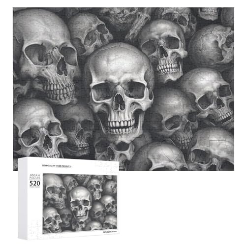 520 Teile Puzzles für Erwachsene Cool Viele Schädel Puzzles Große Puzzles Spiel Dekompression Freizeit Unterhaltung Holzpuzzle Entspannung Sensorisches Spielzeug Raumdekor für Frauen Männer von DWVTFSM