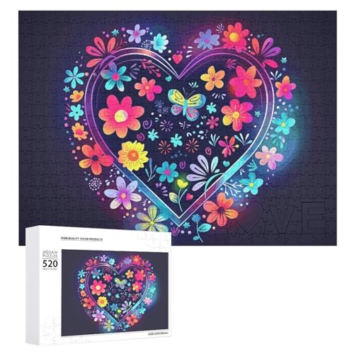 520 Teile Puzzles für Erwachsene Cool mit Blumenmuster Puzzles Große Puzzles Spiel Dekompression Freizeit Unterhaltung Holzpuzzle Entspannung Sensorisches Spielzeug Raumdekor für Frauen Männer von DWVTFSM
