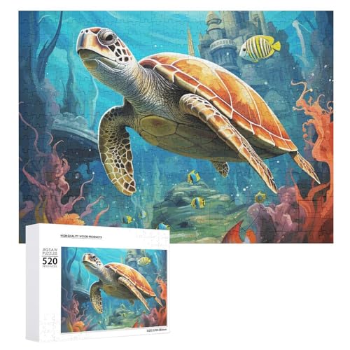 520 Teile Puzzles für Erwachsene Coole Delfine Meeresschildkröte Korallenriff Puzzles Große Puzzles Spiel Dekompression Freizeit Unterhaltung Holzpuzzle Entspannung Sensorisches Spielzeug Raumdekor von DWVTFSM