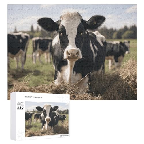 520 Teile Puzzles für Erwachsene Coole Niedliche Kühe Puzzles Große Puzzles Spiel Dekompression Freizeit Unterhaltung Holzpuzzle Entspannung Sensorisches Spielzeug Raumdekor für Frauen Männer von DWVTFSM