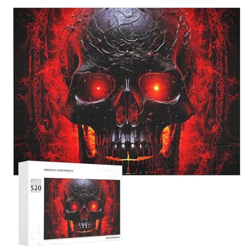 520 Teile Puzzles für Erwachsene Coole Schwarz und Rot Schädel Puzzles Große Puzzles Spiel Dekompression Freizeit Unterhaltung Holzpuzzle Entspannung Sensorisches Spielzeug Raumdekor für Frauen Männer von DWVTFSM