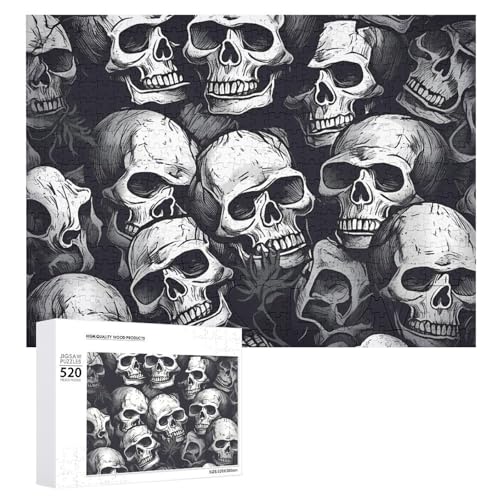 520 Teile Puzzles für Erwachsene Coole Totenköpfe Muster1 Puzzles Große Puzzles Spiel Dekompression Freizeit Unterhaltung Holzpuzzle Entspannung Sensorisches Spielzeug Raumdekor für Frauen Männer von DWVTFSM