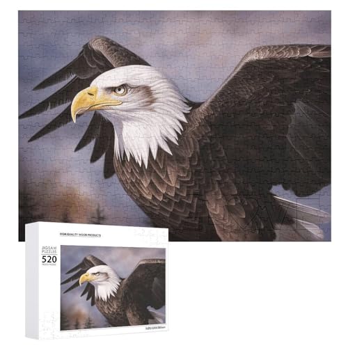 520 Teile Puzzles für Erwachsene Coole Weißkopfseeadler Puzzles Große Puzzles Spiel Dekompression Freizeit Unterhaltung Holzpuzzle Entspannung Sensorisches Spielzeug Raumdekor für Frauen Männer von DWVTFSM