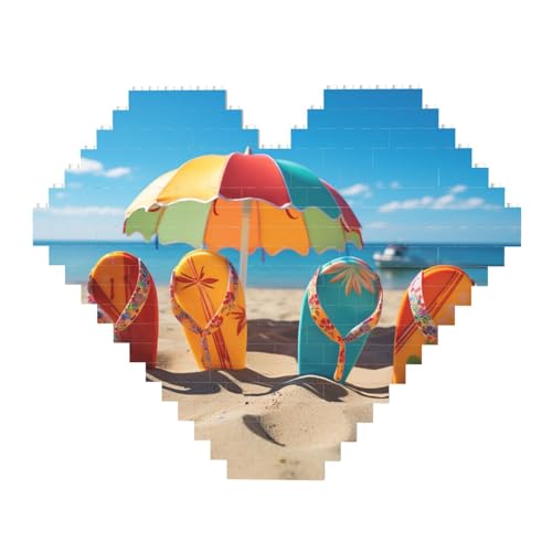 Bunte Flip-Flops, Strandball-Baustein-Puzzle, herzförmig, personalisierbar, Foto-Bausteine, Puzzle, Familien-Andenken, DIY, romantische Heimdekoration Bunte Flip-Flops, Strandball-Baustein-Puzzle, herzförmig, personalisierbar, Foto-Bausteine, Puzzle, Familien-Andenken, DIY, romantische Heimdekoration von DWVTFSM