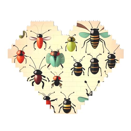 Cartoon Kleine Insekten Baustein-Puzzle Herzform Personalisierte Foto-Bausteine Puzzles Familie Andenken DIY Romantische Wohnkultur Jahrestag Geburtstag Geschenke für Sie, Ihn, Liebhaber, Paare von DWVTFSM