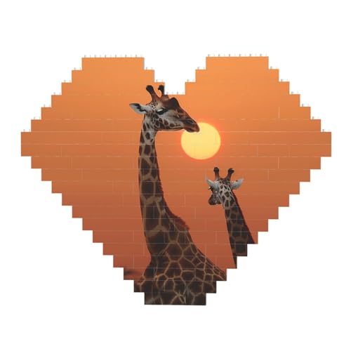 DWVTFSM Baustein-Puzzle Giraffe bei Sonnenuntergang, herzförmig, personalisierbar, Foto-Bausteine, Puzzle, Familien-Andenken, DIY, romantische Heimdekoration DWVTFSM Baustein-Puzzle Giraffe bei Sonnenuntergang, herzförmig, personalisierbar, Foto-Bausteine, Puzzle, Familien-Andenken, DIY, romantische Heimdekoration von DWVTFSM