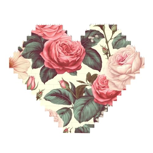 DWVTFSM Blumenblume, Rose, rosa Baustein-Puzzle, herzförmig, personalisierbar, Foto-Bausteine, Puzzle, Familien-Andenken, DIY, romantische Heimdekoration DWVTFSM Blumenblume, Rose, rosa Baustein-Puzzle, herzförmig, personalisierbar, Foto-Bausteine, Puzzle, Familien-Andenken, DIY, romantische Heimdekoration von DWVTFSM