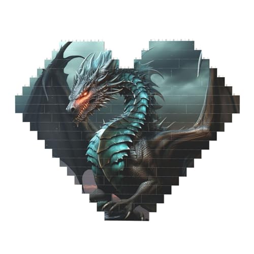 DWVTFSM Cooles Drachen-Baustein-Puzzle in Herzform, personalisierbar, Foto-Bausteine, Puzzle, Familien-Andenken, DIY, romantische Heimdekoration DWVTFSM Cooles Drachen-Baustein-Puzzle in Herzform, personalisierbar, Foto-Bausteine, Puzzle, Familien-Andenken, DIY, romantische Heimdekoration von DWVTFSM
