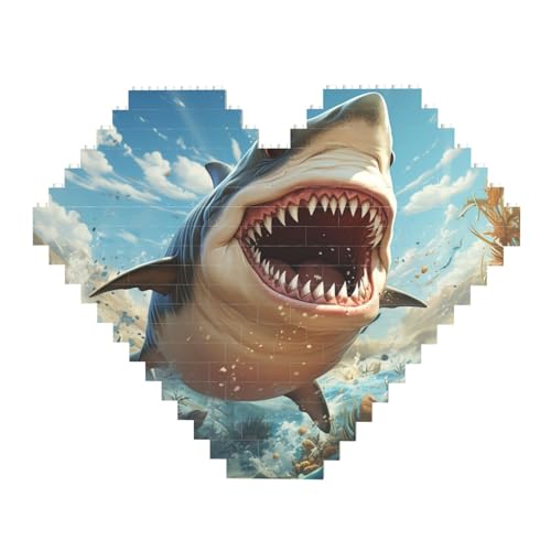 DWVTFSM Hai mit offenem Mund, Baustein-Puzzle, herzförmig, personalisierbar, Foto-Bausteine, Puzzle, romantische Wohnkultur, Jahrestag, Geburtstag, Geschenke für sie, ihn, Liebhaber, Paare DWVTFSM Hai mit offenem Mund, Baustein-Puzzle, herzförmig, personalisierbar, Foto-Bausteine, Puzzle, romantische Wohnkultur, Jahrestag, Geburtstag, Geschenke für sie, ihn, Liebhaber, Paare von DWVTFSM