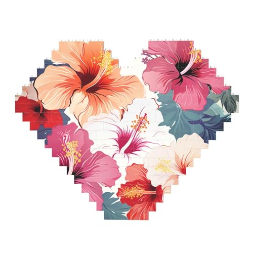 DWVTFSM Hawaiianischer Blumendruck-Baustein-Puzzle, herzförmig, personalisierbar, Foto-Bausteine, Puzzle, Familien-Andenken, DIY, romantische Heimdekoration DWVTFSM Hawaiianischer Blumendruck-Baustein-Puzzle, herzförmig, personalisierbar, Foto-Bausteine, Puzzle, Familien-Andenken, DIY, romantische Heimdekoration von DWVTFSM
