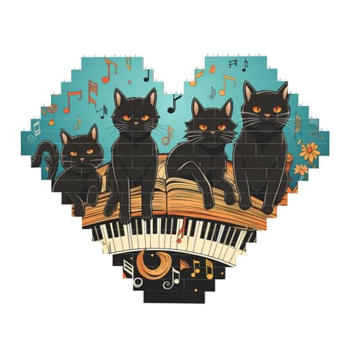 DWVTFSM Katzen liegend auf dem Klavier Baustein-Puzzle, herzförmig, personalisierte Foto-Bausteine, Puzzles, romantische Heimdekoration, Jahrestags-, Geburtstagsgeschenke für sie, ihn, Liebhaber, DWVTFSM Katzen liegend auf dem Klavier Baustein-Puzzle, herzförmig, personalisierte Foto-Bausteine, Puzzles, romantische Heimdekoration, Jahrestags-, Geburtstagsgeschenke für sie, ihn, Liebhaber, von DWVTFSM