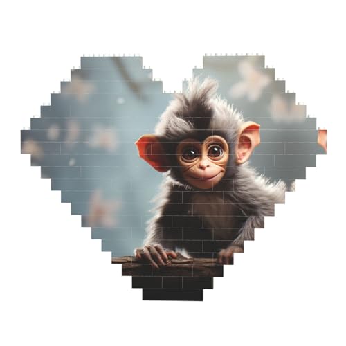 DWVTFSM Niedlicher Affen-Baustein-Puzzle, herzförmig, personalisierbar, Foto-Bausteine, Puzzle, Familien-Andenken, DIY, romantische Heimdekoration DWVTFSM Niedlicher Affen-Baustein-Puzzle, herzförmig, personalisierbar, Foto-Bausteine, Puzzle, Familien-Andenken, DIY, romantische Heimdekoration von DWVTFSM