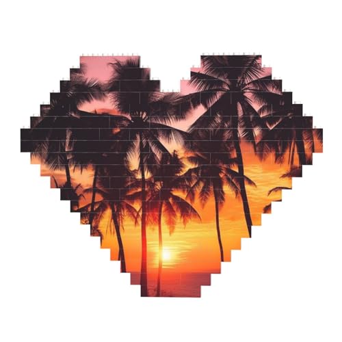 DWVTFSM Palmen und Sonnenuntergang Baustein-Puzzle, herzförmig, personalisierbar, Foto-Bausteine, Puzzle, romantische Heimdekoration, Jahrestag, Geburtstag, Geschenke für sie, ihn, Liebhaber, Paare DWVTFSM Palmen und Sonnenuntergang Baustein-Puzzle, herzförmig, personalisierbar, Foto-Bausteine, Puzzle, romantische Heimdekoration, Jahrestag, Geburtstag, Geschenke für sie, ihn, Liebhaber, Paare von DWVTFSM