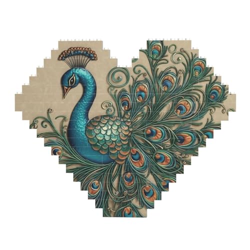 DWVTFSM Pfauenmuster-Baustein-Puzzle, herzförmig, personalisierbar, Foto-Bausteine, Puzzle, Familien-Andenken, DIY, romantische Heimdekoration DWVTFSM Pfauenmuster-Baustein-Puzzle, herzförmig, personalisierbar, Foto-Bausteine, Puzzle, Familien-Andenken, DIY, romantische Heimdekoration von DWVTFSM